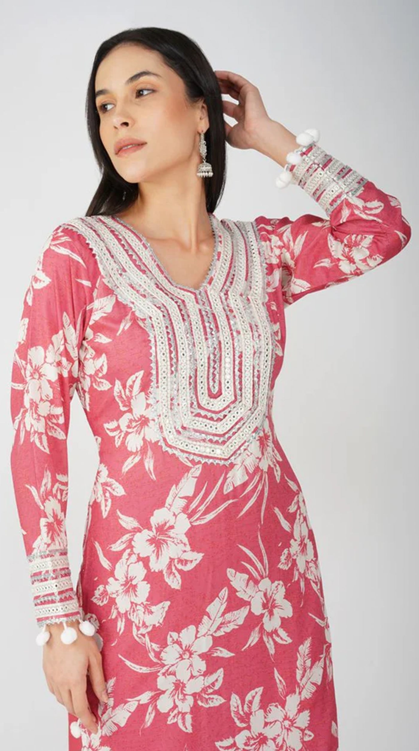 Pink Muslin Printed Suit Set