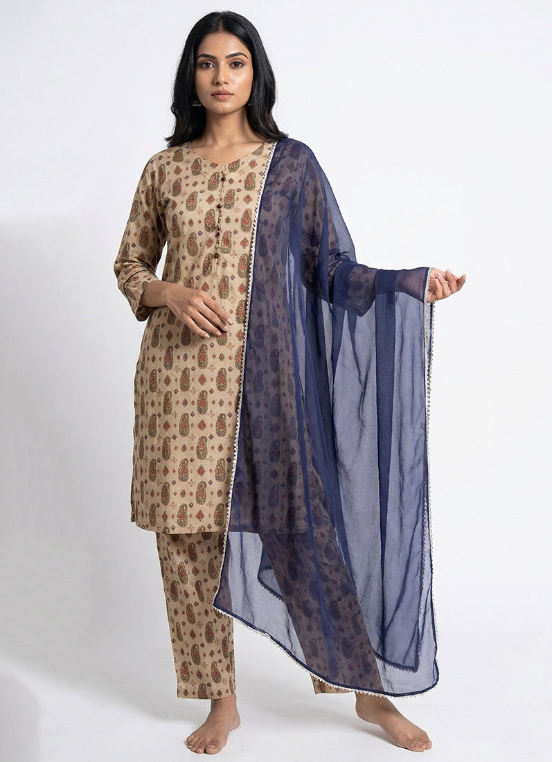 Gold Lawn Digital Shift Style Print Suit