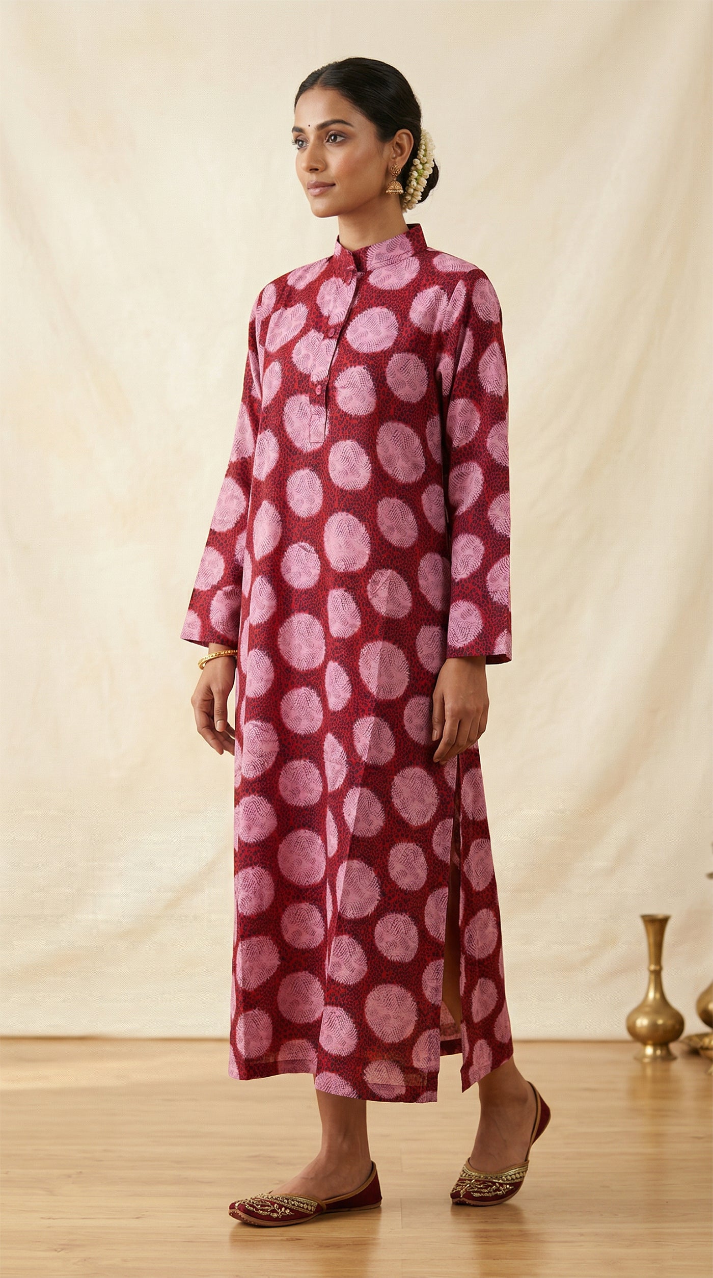 Printed Linen Straight-Cut Kameez Top