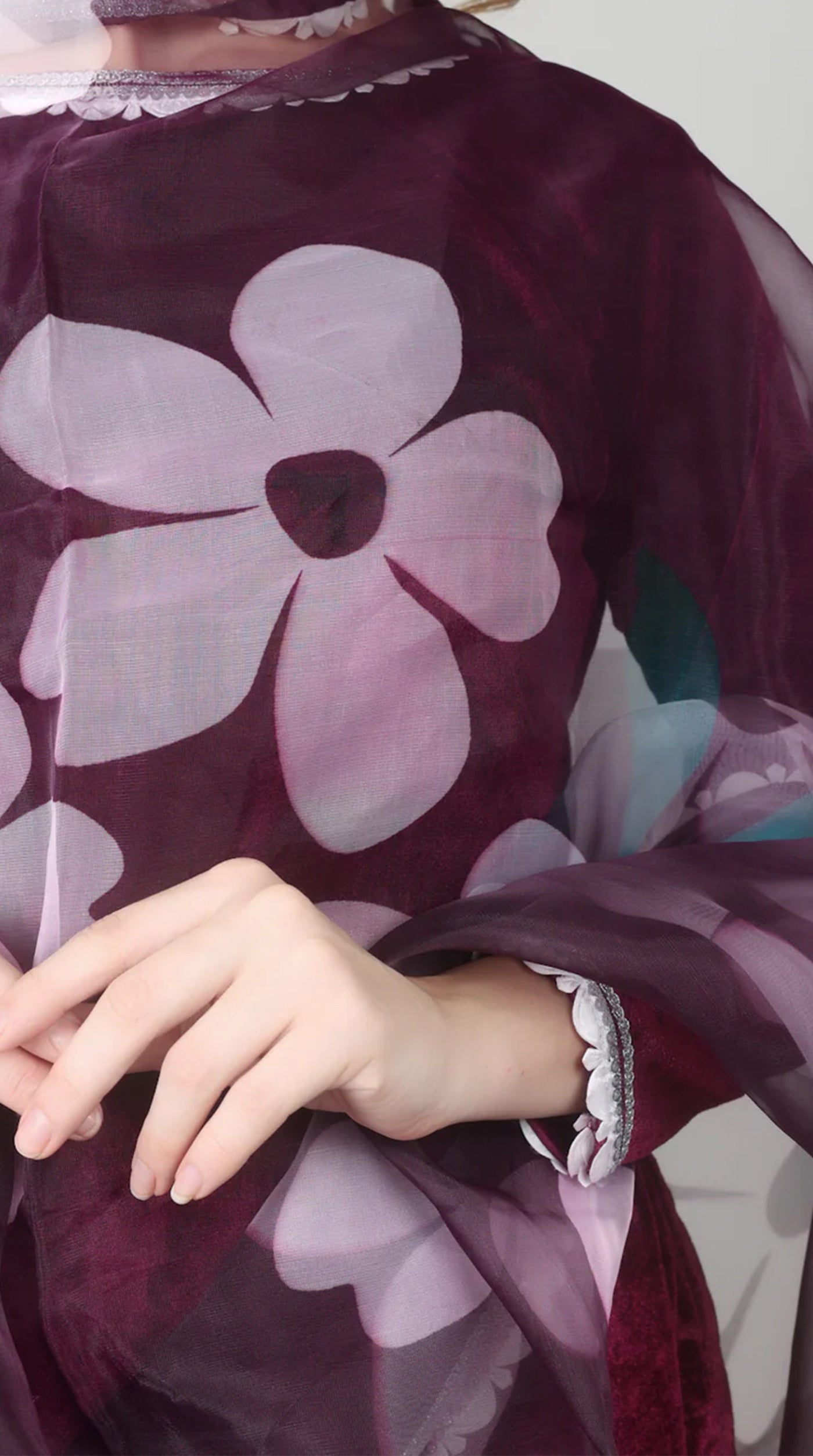 Wine Velvet Printed Dupatta Suit Set