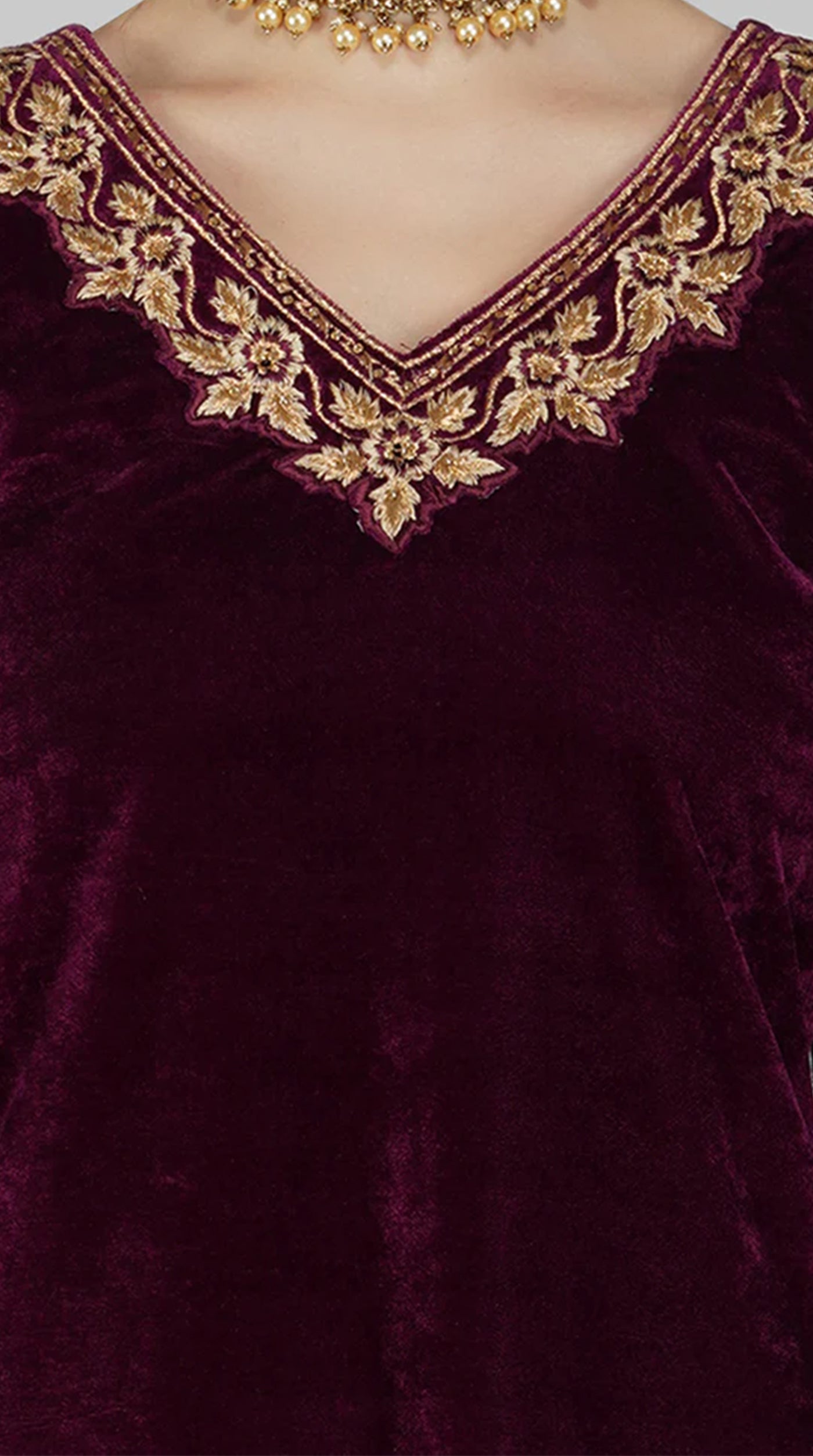 Wine Velvet Straight Cut Trouser Suit Set