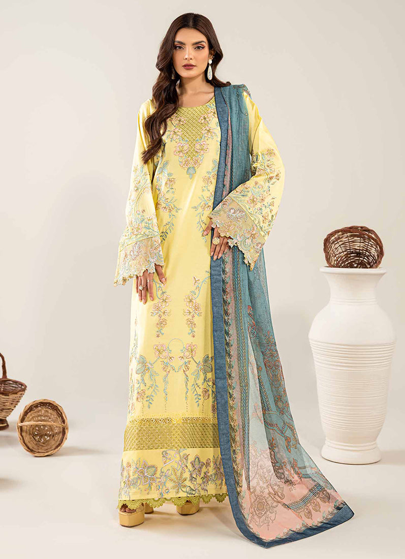 Lime Yellow Lawn Suit Set
