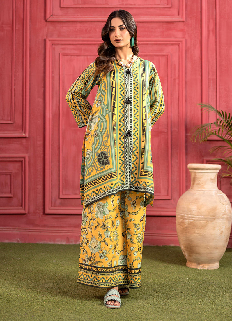 Yellow Lawn Printed Co-ord Set