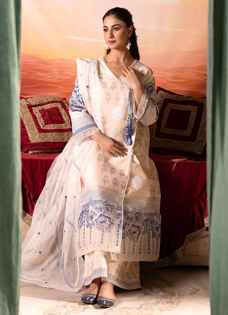 Peach Block Printed Suit Set