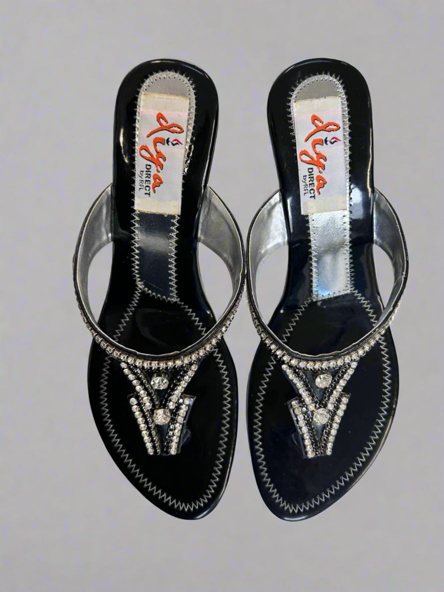Black Diamonte Chappal