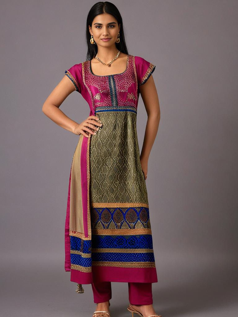 Pink Brocade Straight Cut Suit Set