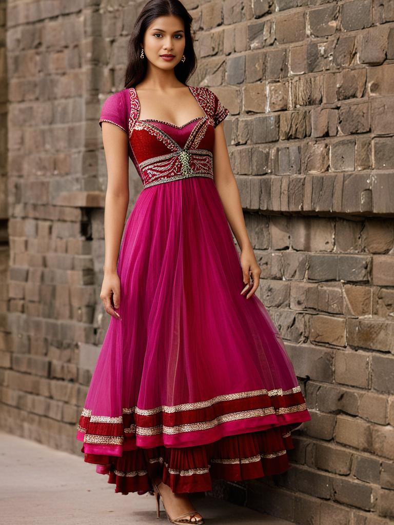 Pink Net Anarkali Suit