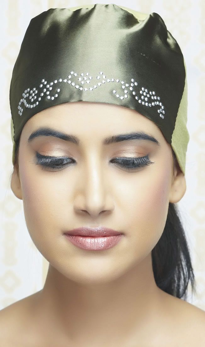 Olive Green Sequin Hijab Cap