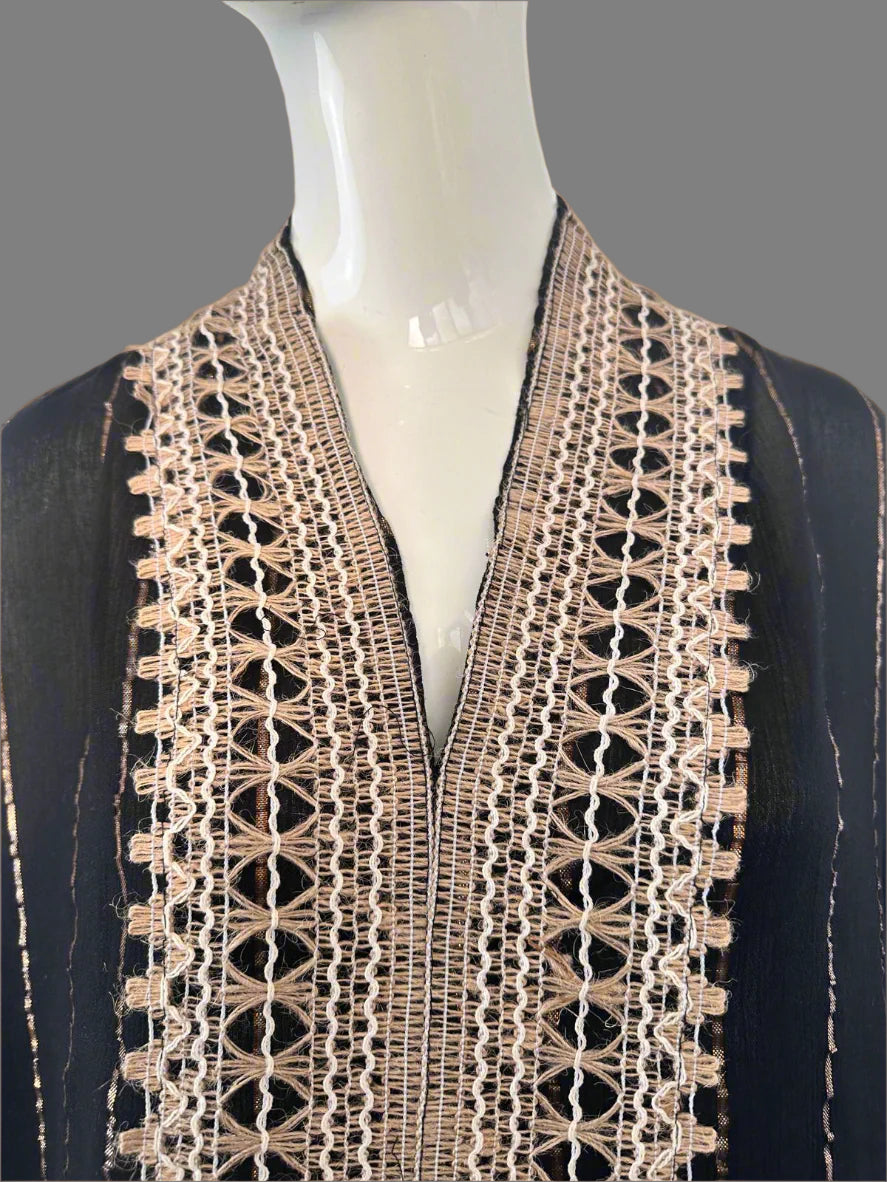 Black Viscose Lurex Kaftan