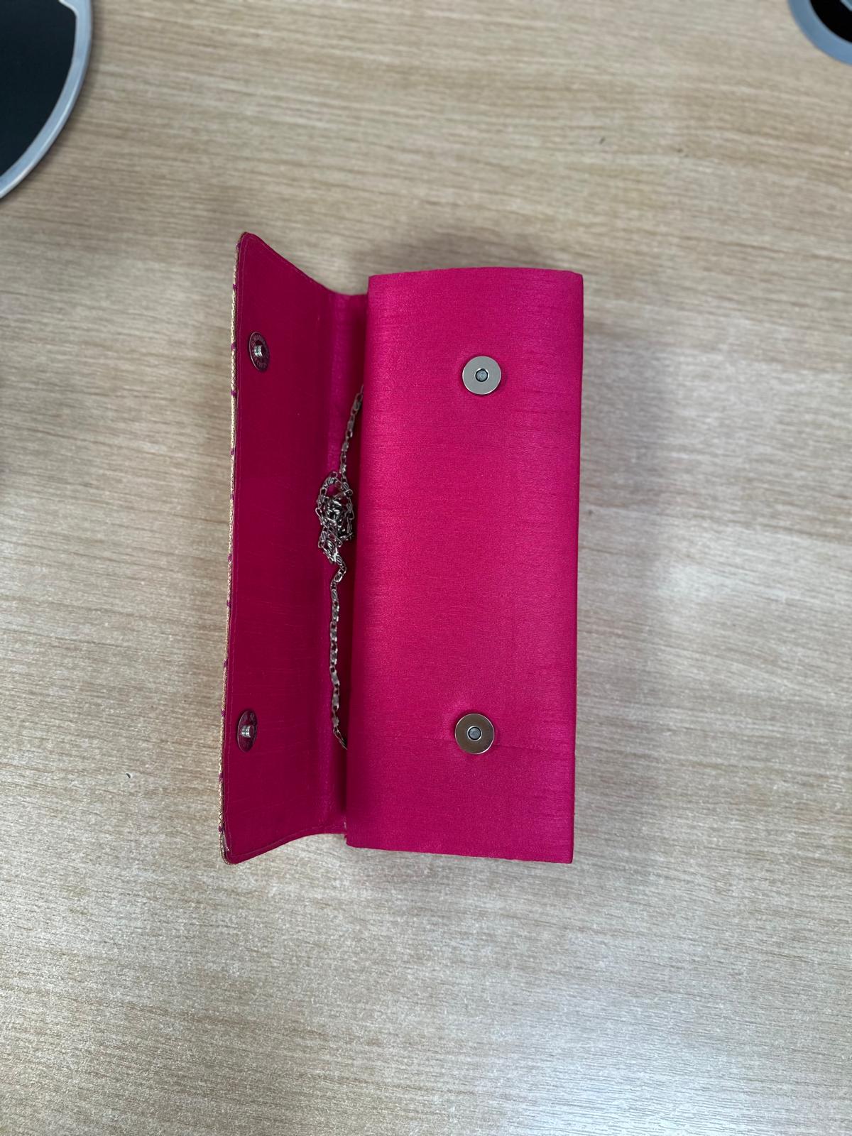 Pink Brocade Envelope Clutch