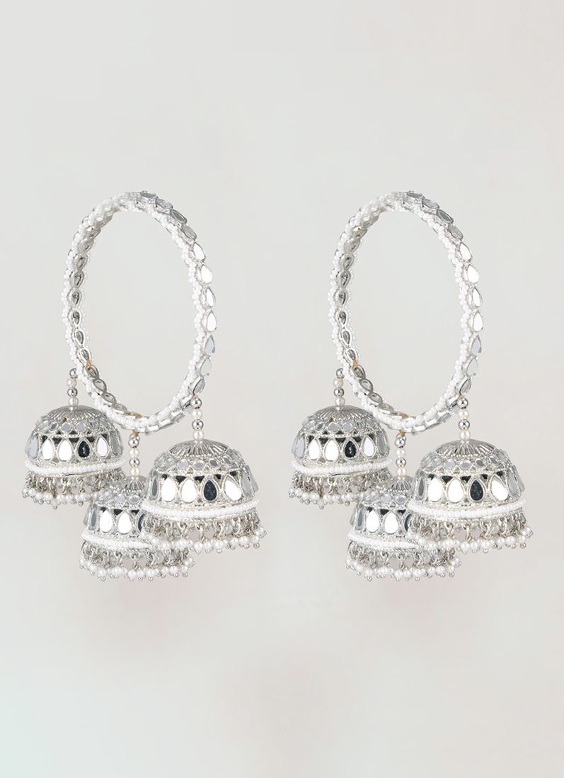 Buy Mirror With Triple Jumki Bangles In Antique Gold Colour Bangle Set