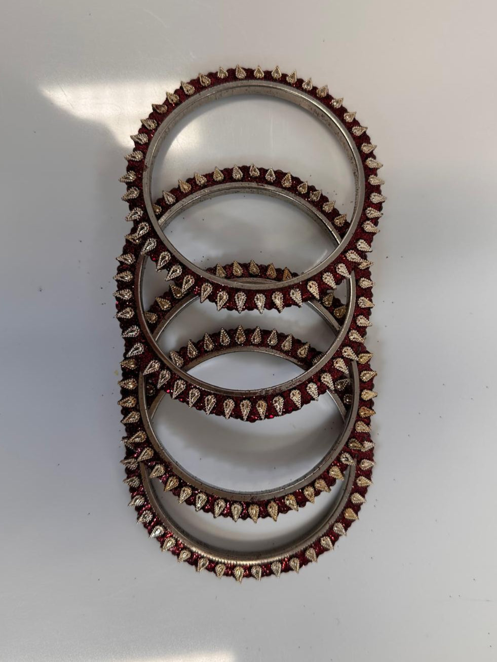 Maroon Crystal Bangle Set