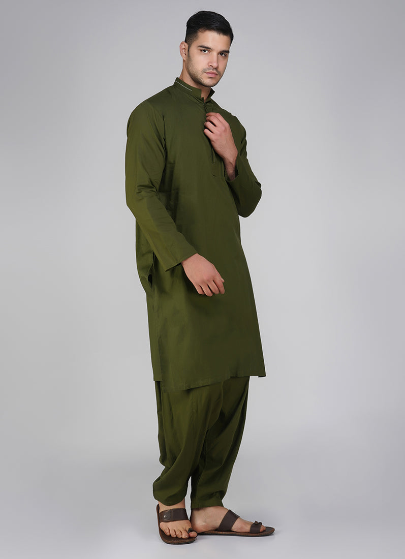 Green Cotton Kurta Salwar Set