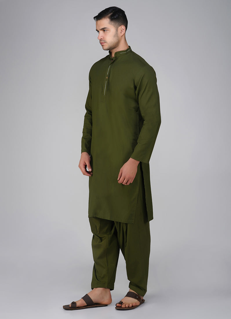 Green Cotton Kurta Salwar Set