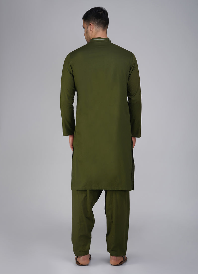 Green Cotton Kurta Salwar Set