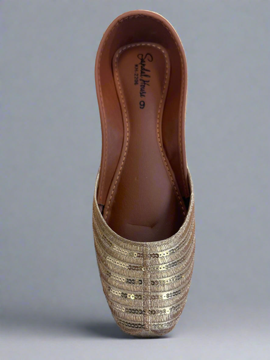 Resham Thread Sequins Juttis Gold