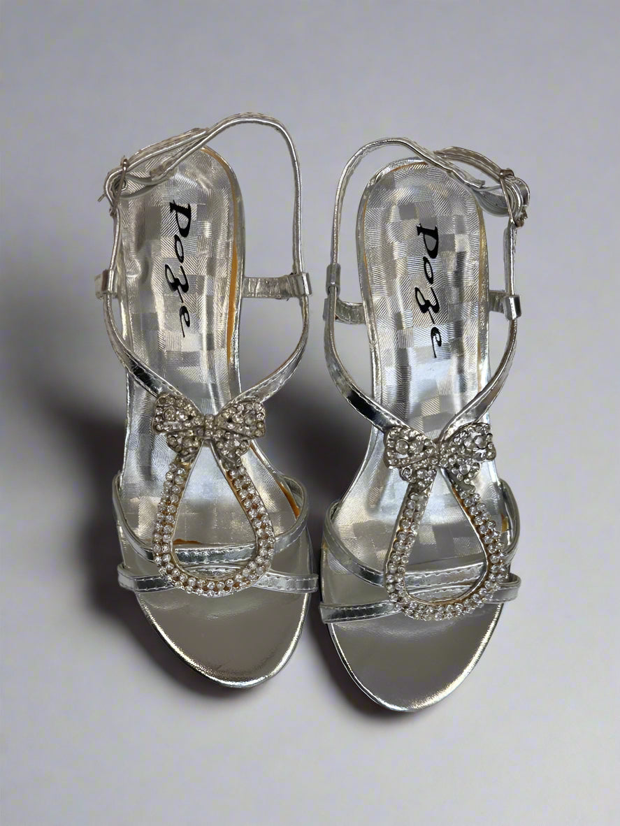 Silver Diamonte Girls Sandals