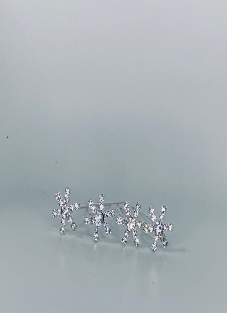 Diamante Star Bun Pins Silver