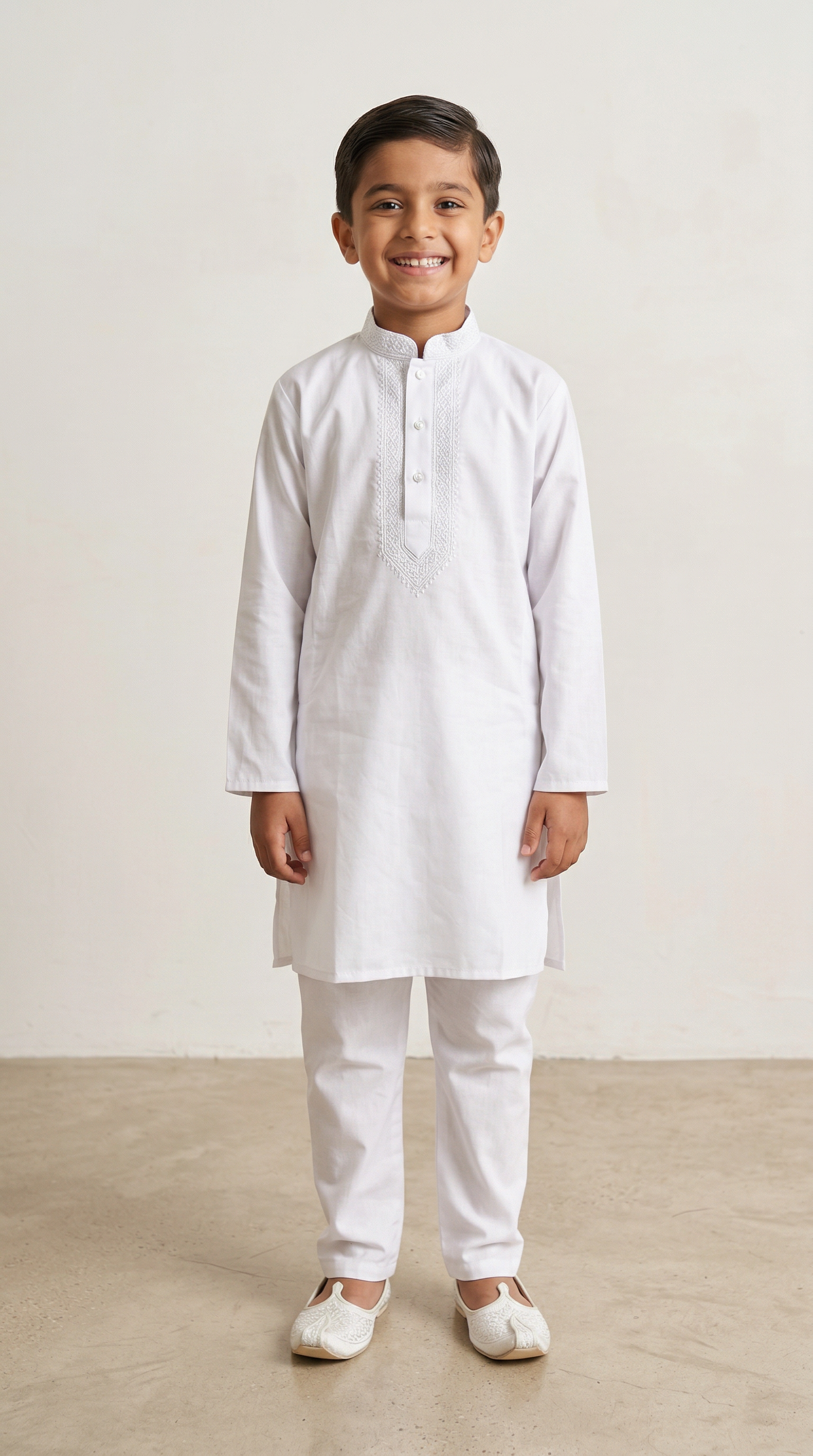 White Thread Embroidery Kurta Salwar Set