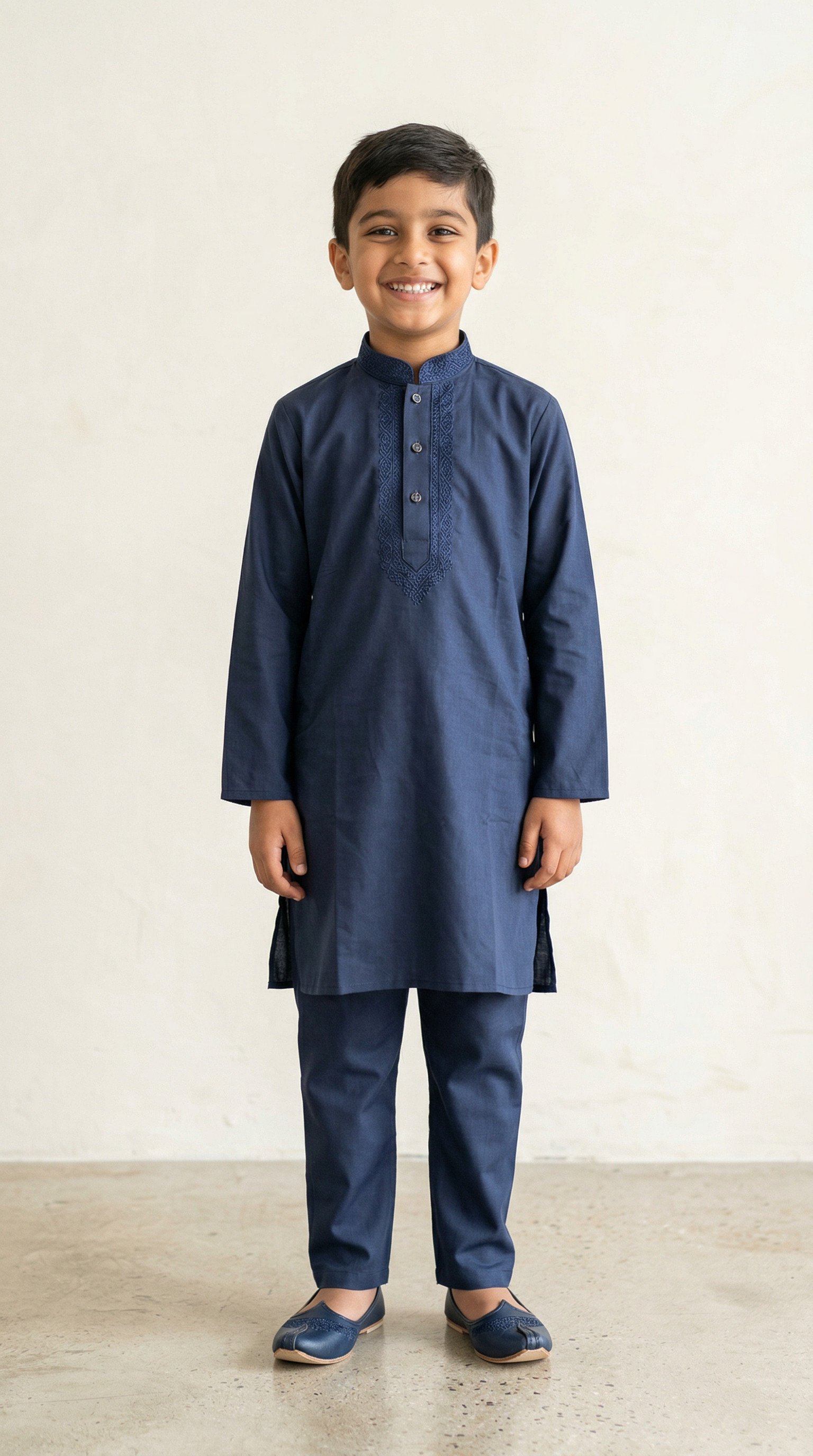 Navy Blue Thread Embroidery Kurta Salwar Set