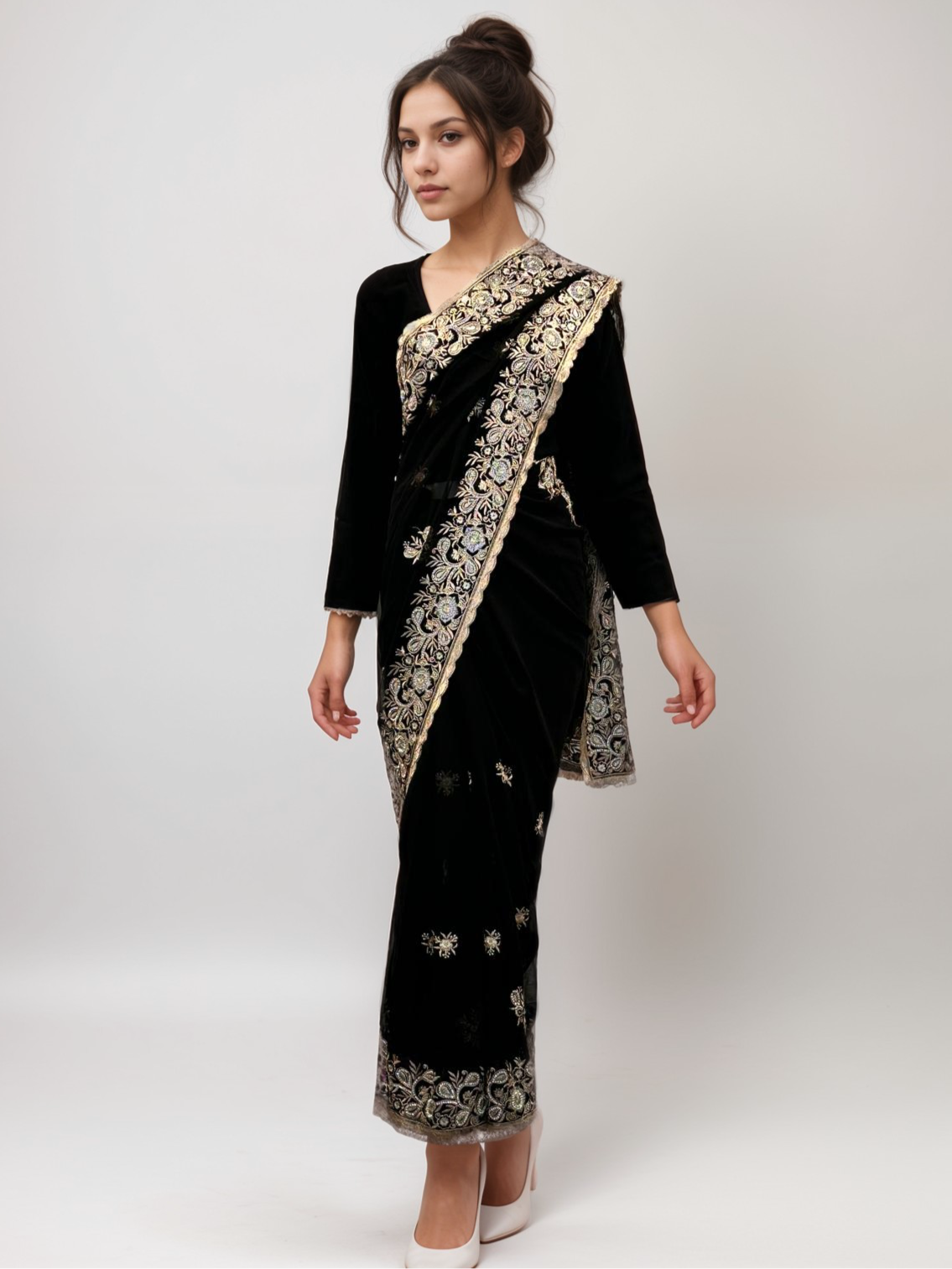Black Embroidered Saree