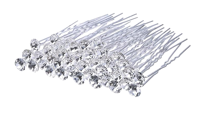 Silver Diamonte Bun Pins
