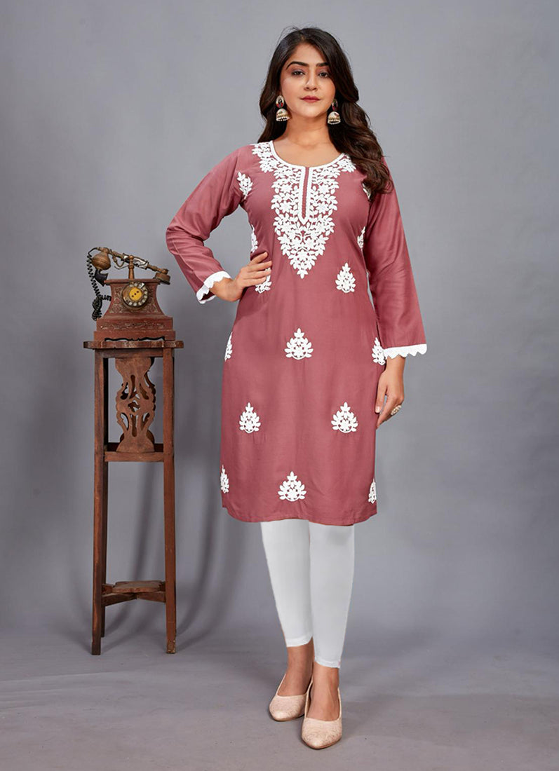 Rose Rayon Kurti Top