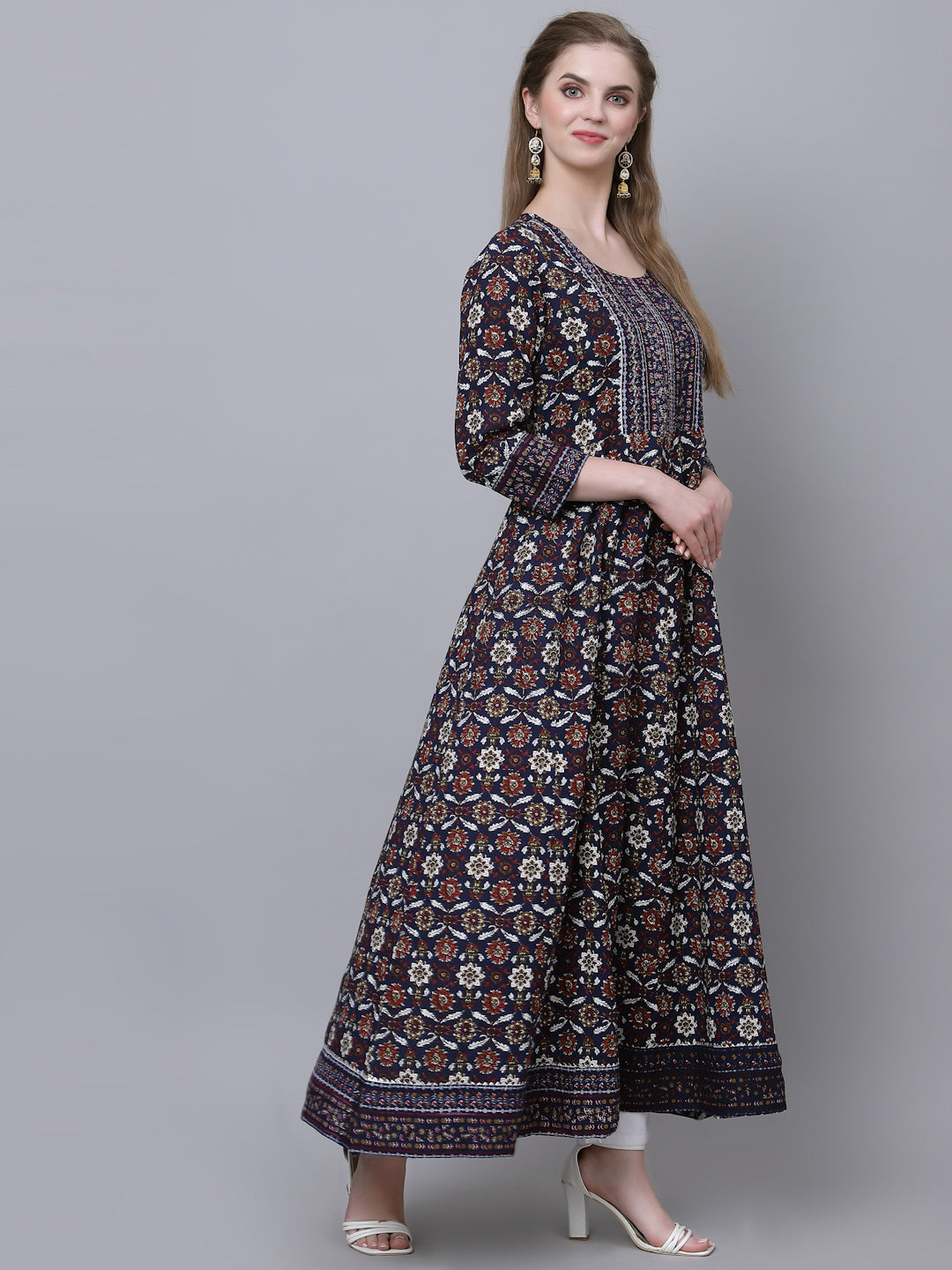 Dark Blue Printed Kurta