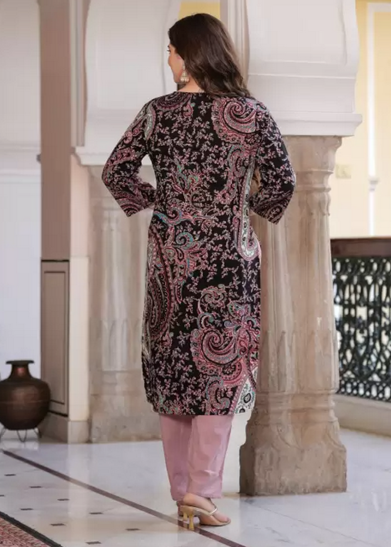 Black Cotton Printed Kurti