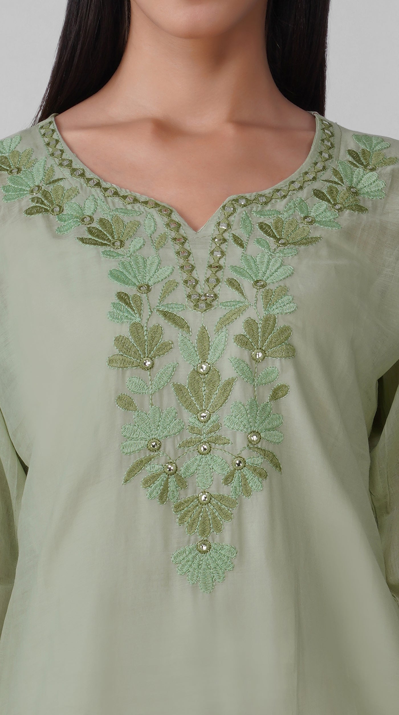 Mint Green Chikankari Cotton Kurti