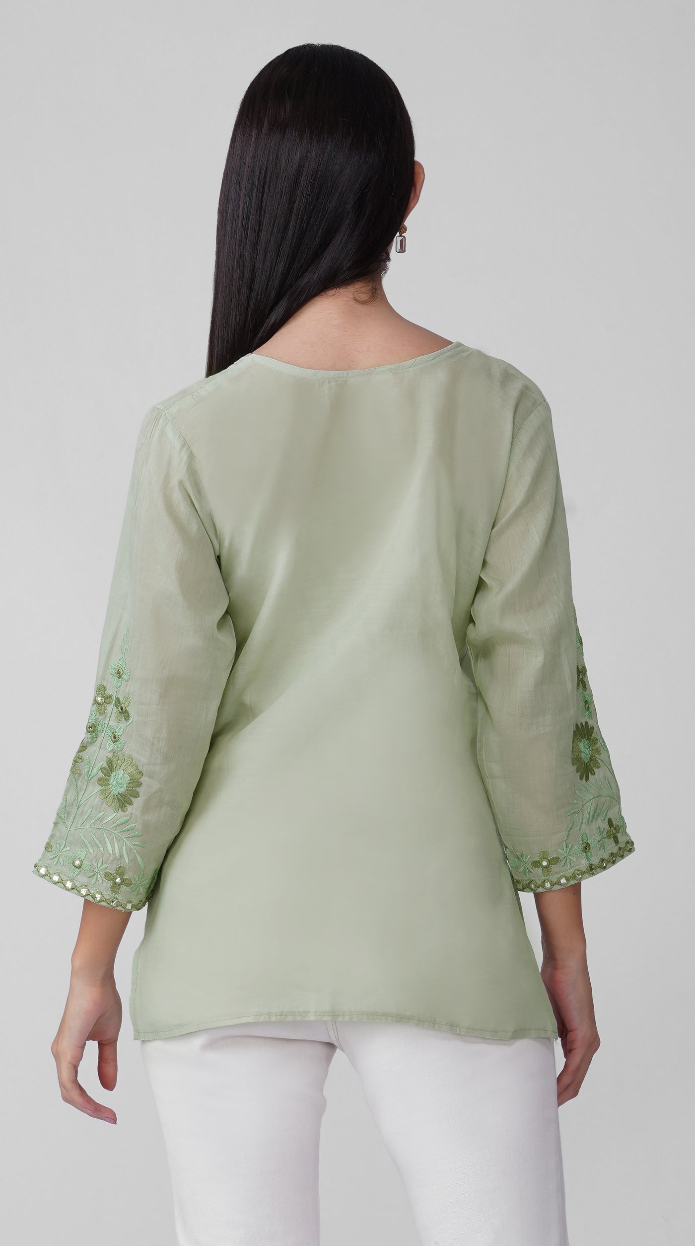Mint Green Chikankari Cotton Kurti