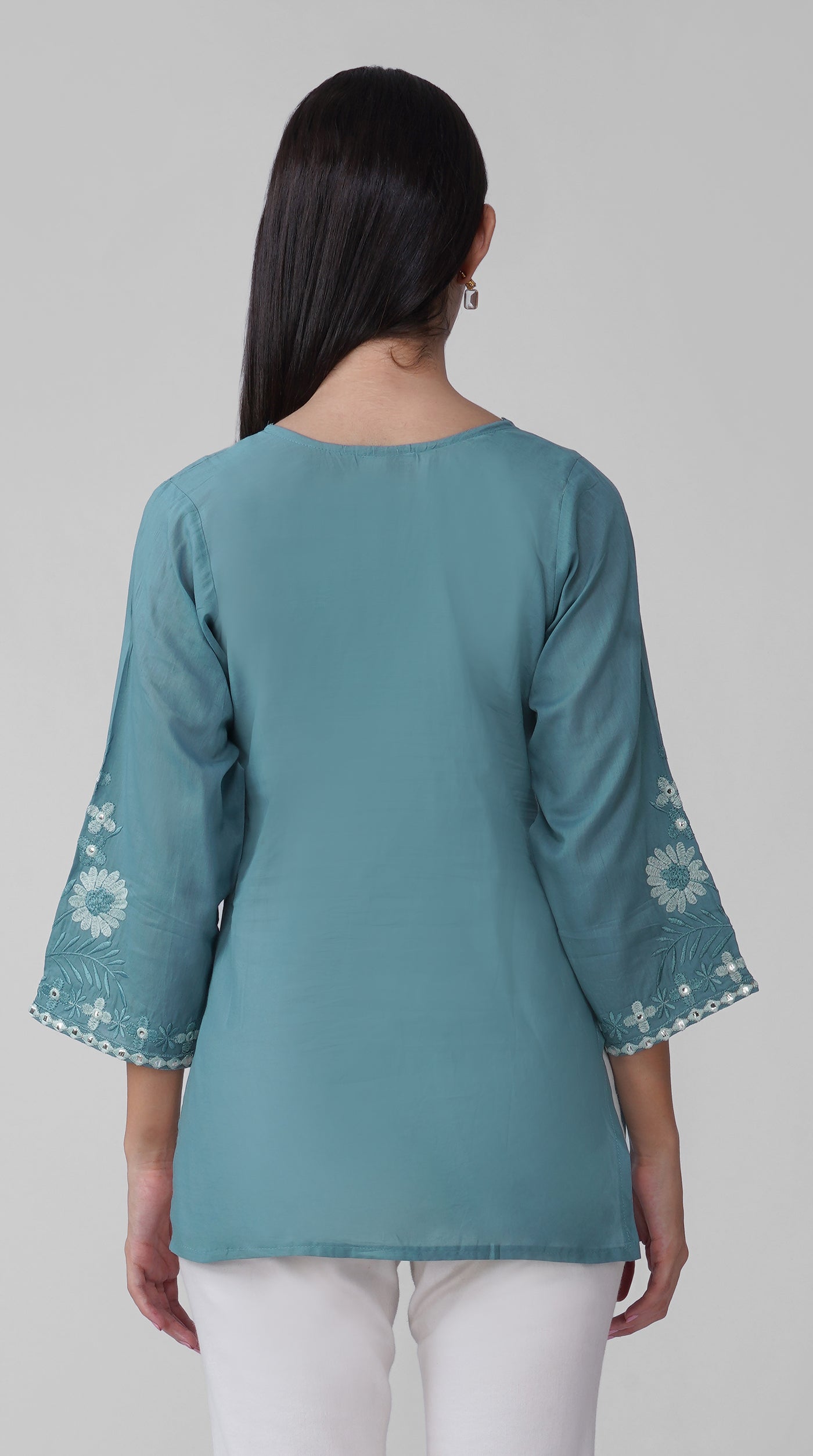 Blue Chikankari Cotton Kurti