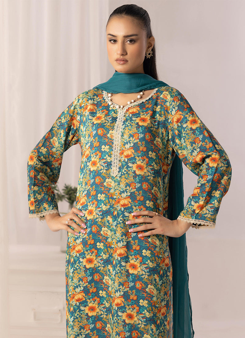Blue Lawn Digital Printed Suit Set