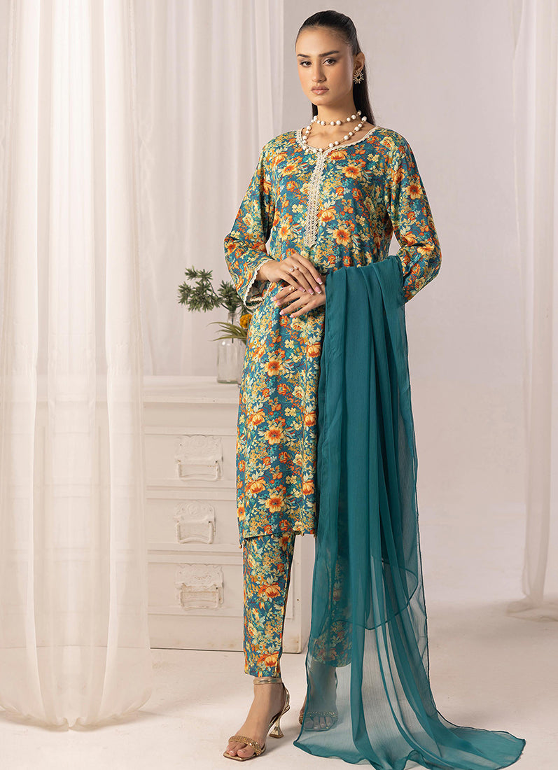 Blue Lawn Digital Printed Suit Set