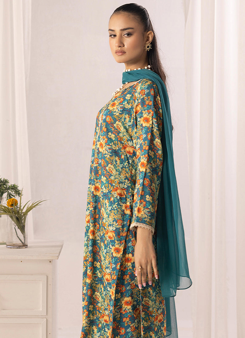 Blue Lawn Digital Printed Suit Set