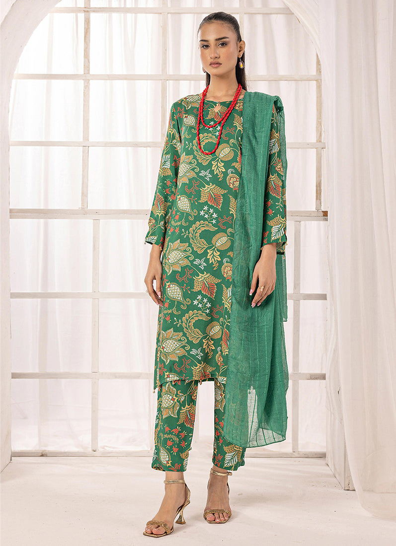 Green Lawn Digital Printed Suit Set