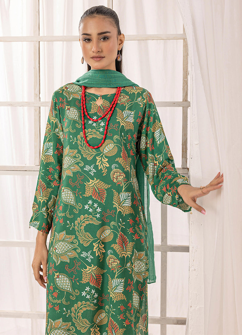 Green Lawn Digital Printed Suit Set