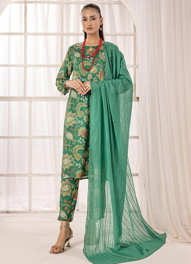 Green Lawn Digital Printed Suit Set