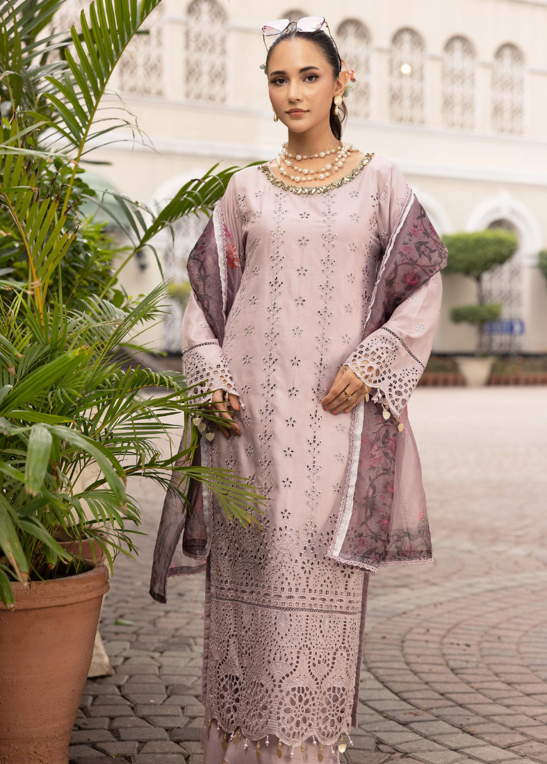 Lilac Chikenkari Handwork Suit Set