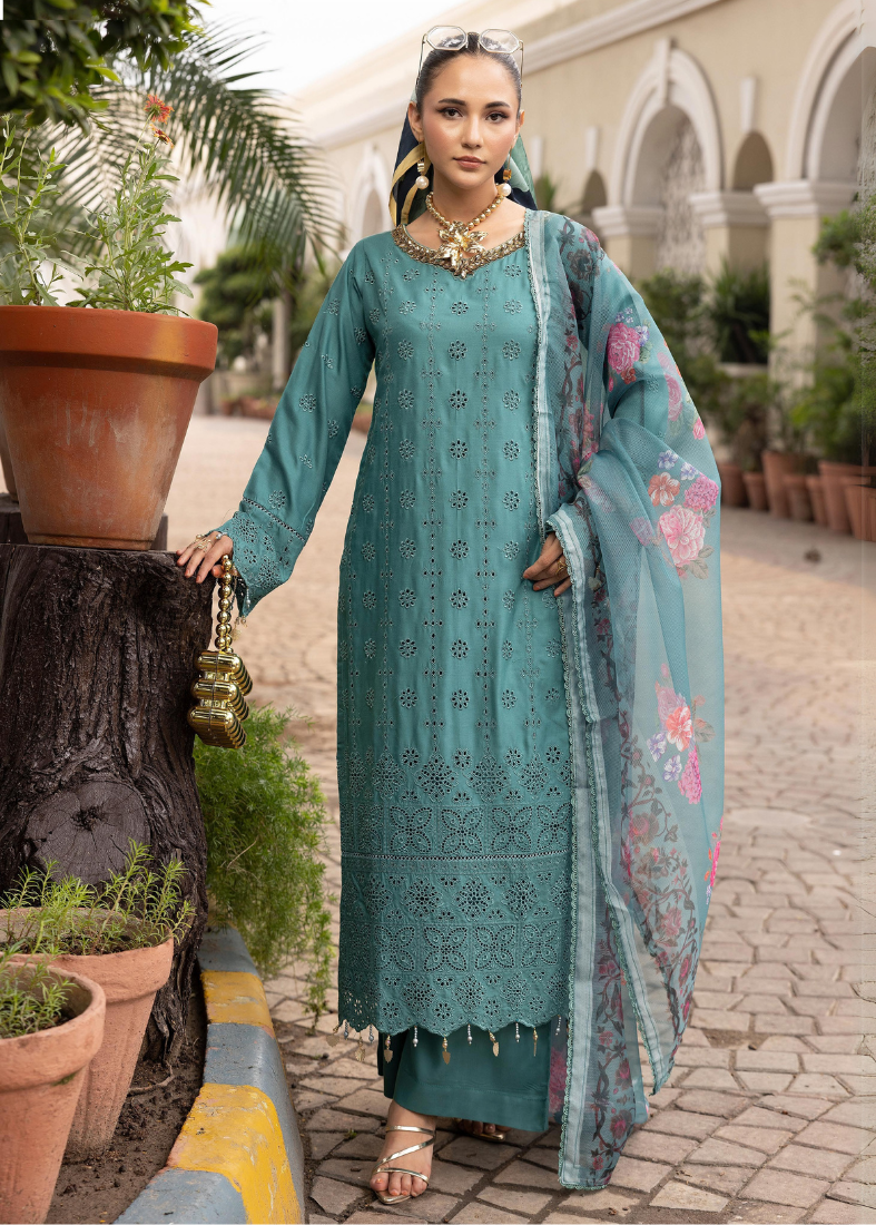 Jade Chikenkari Handwork Suit Set