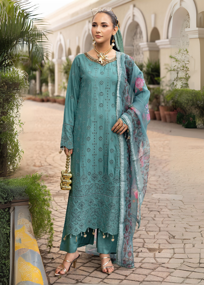 Jade Chikenkari Handwork Suit Set
