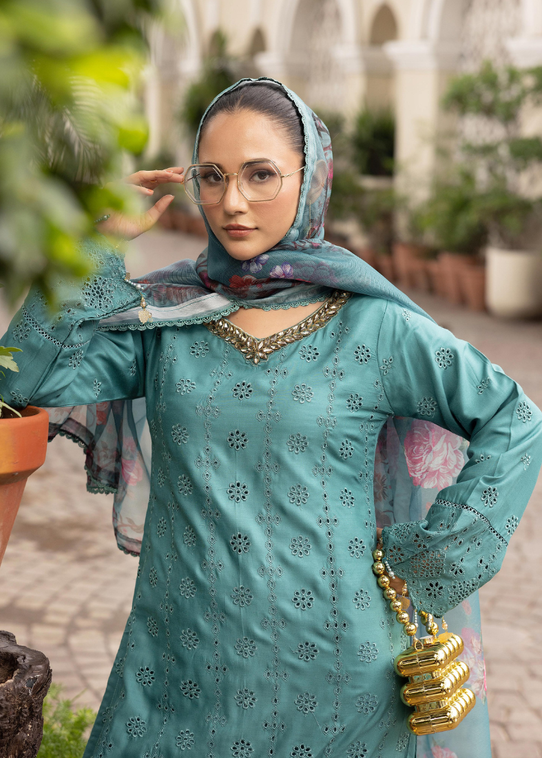 Jade Chikenkari Handwork Suit Set