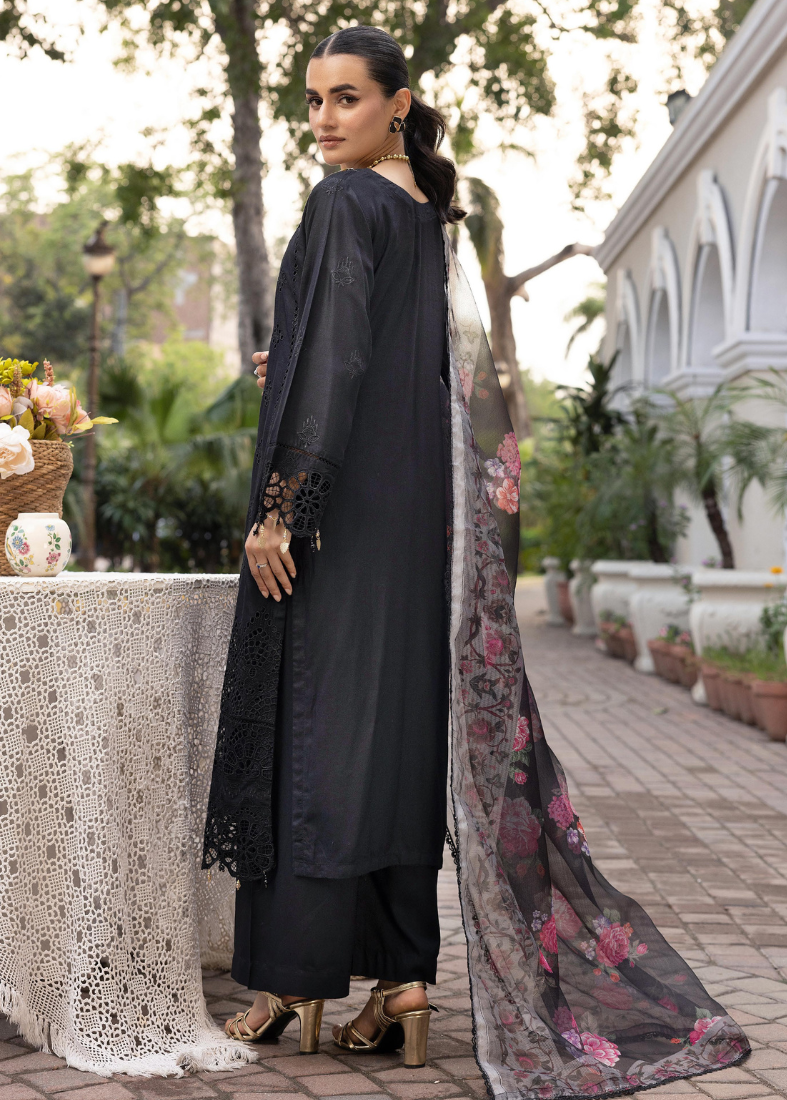 Black Chikenkari Handwork Suit Set