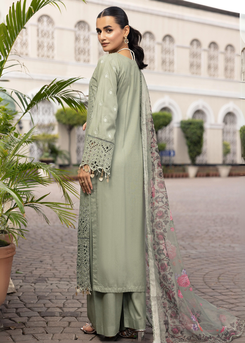 Green Chikenkari Handwork Suit Set