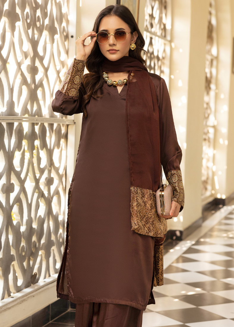 Brown Farshi Salwar Suit Set