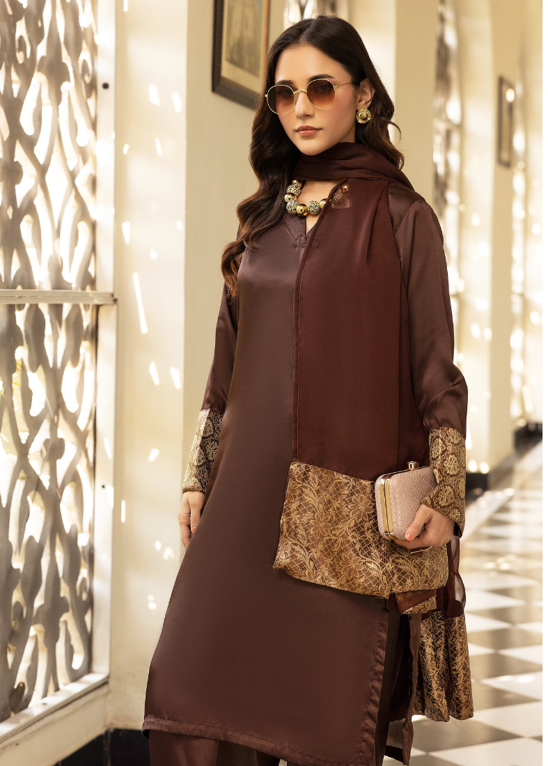 Brown Farshi Salwar Suit Set