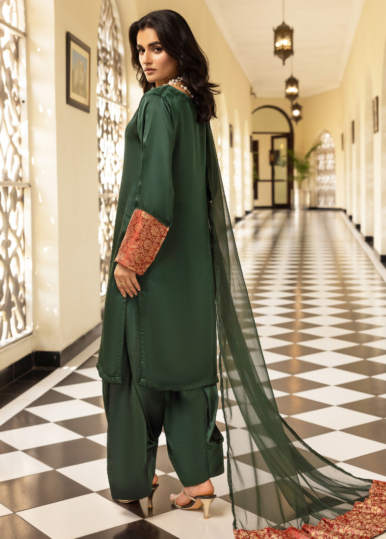 Dark Green Farshi Salwar Suit Set