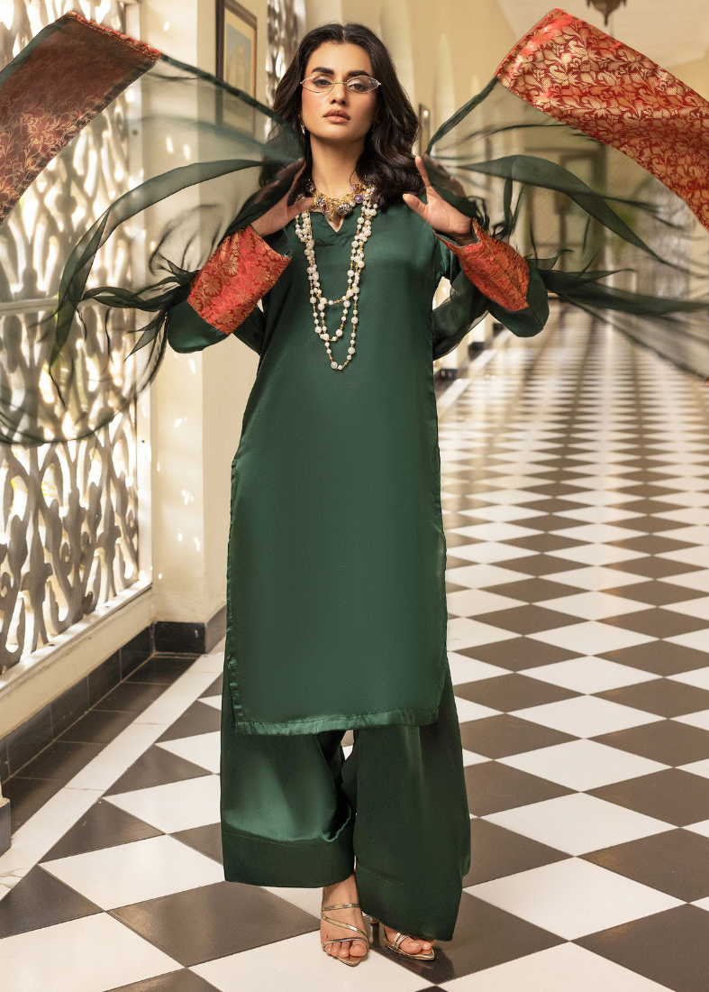 Dark Green Farshi Salwar Suit Set