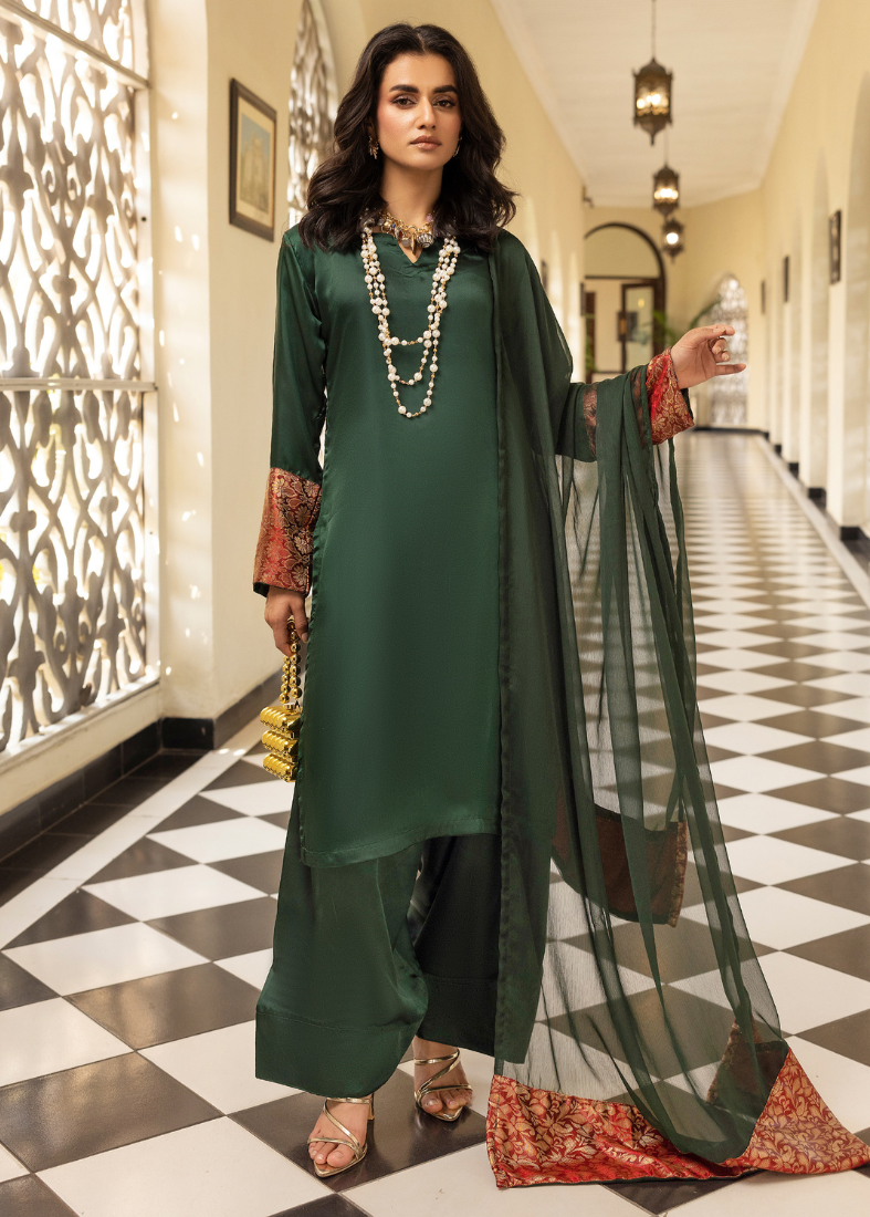 Dark Green Farshi Salwar Suit Set