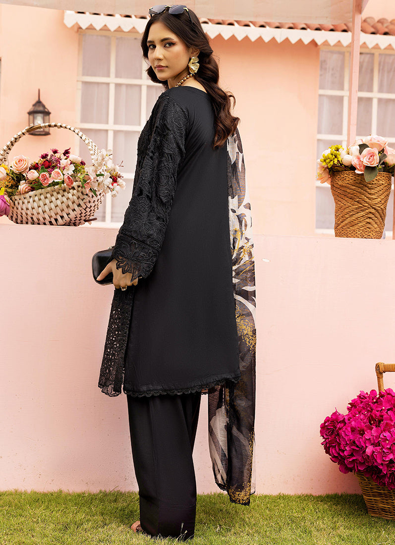 Black Cutwork Suit Set